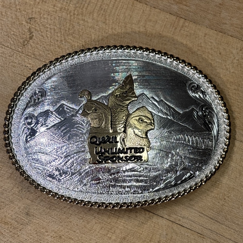 Montana Silversmiths Quail Unlimited Sponsor Belt Buckle BH26 w/ Box